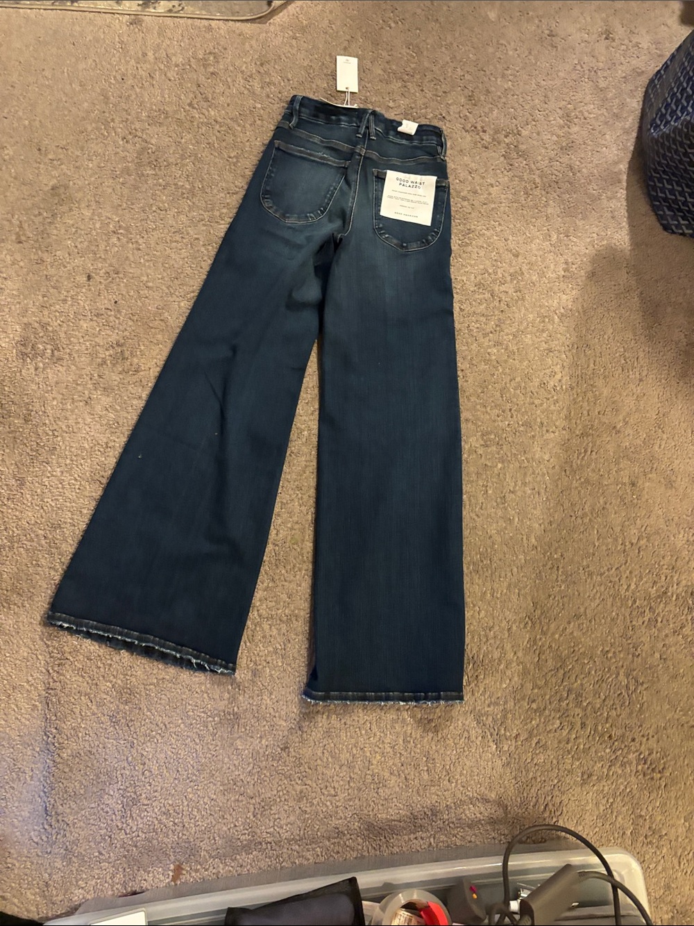 Good American Dark Blue High-Rise Wide Leg Jeans - Picture 5 of 9